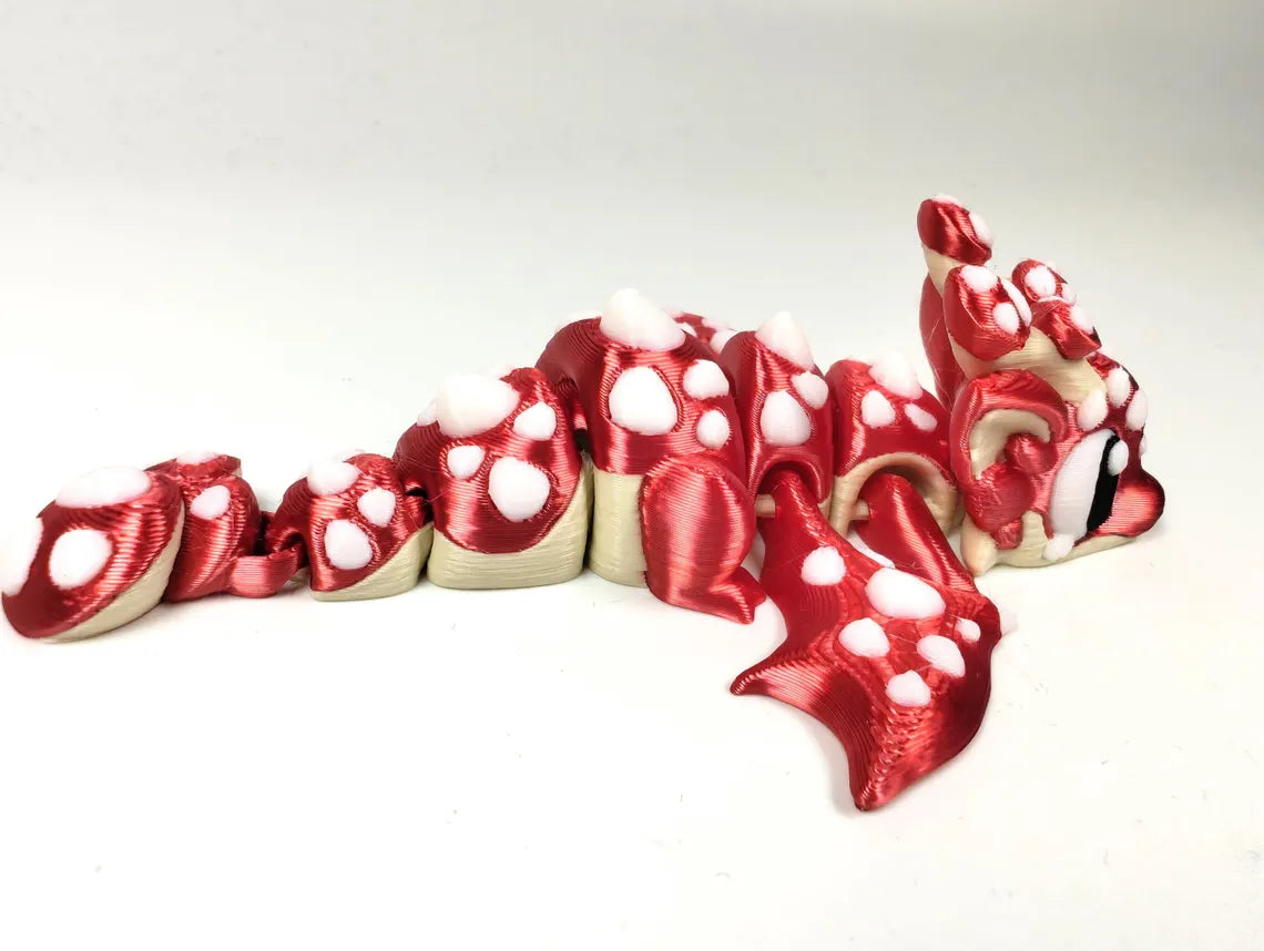 Articulated Dragon Fidget Collectable - Pocket Animal Desk Pet - Mushroom Dragon and Storage Egg