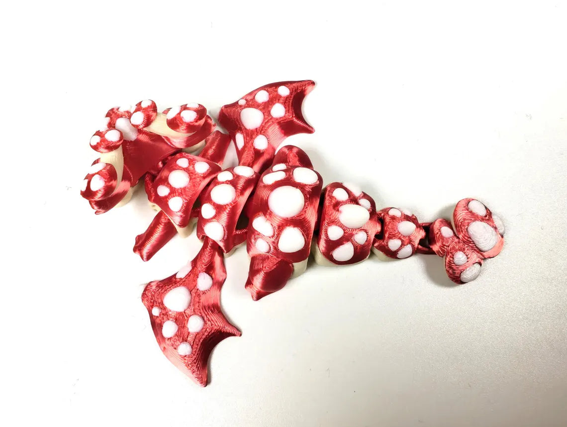 Articulated Dragon Fidget Collectable - Pocket Animal Desk Pet - Mushroom Dragon and Storage Egg