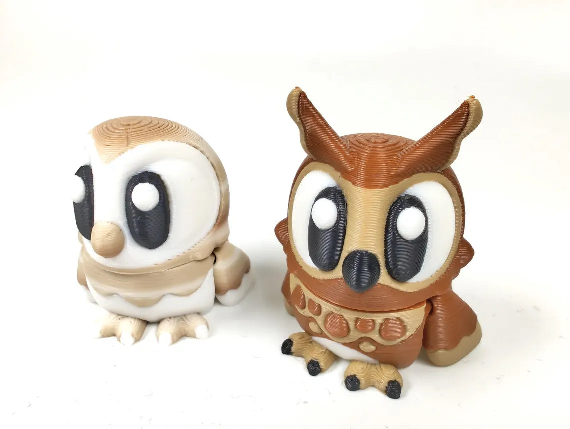 Owl Park 3D Printed Diorama - Articulated Owl Fidget Collectable Barn Owl Great Horned Owl - 3D Printed Owl and Park set - Fidget Display