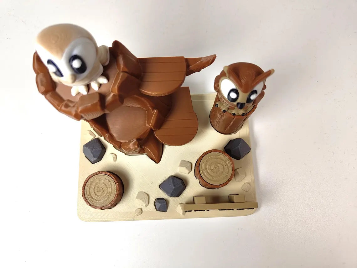 Owl Park 3D Printed Diorama - Articulated Owl Fidget Collectable Barn Owl Great Horned Owl - 3D Printed Owl and Park set - Fidget Display