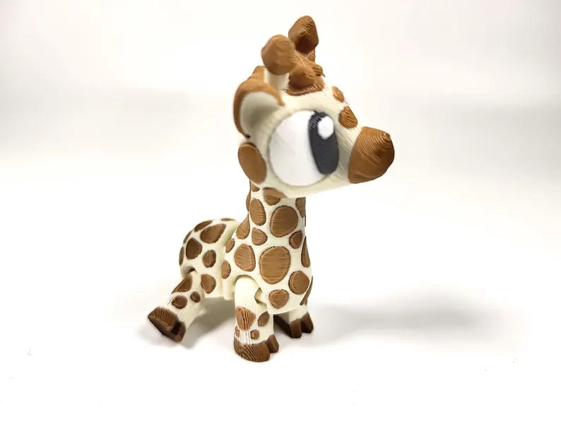 Articulated Giraffe Fidget Model – Flexible 3D Printed Giraffe Pocket Animal – Sensory Desk Pet