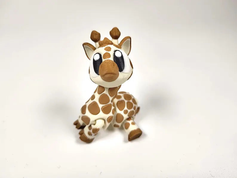 Articulated Giraffe Fidget Model – Flexible 3D Printed Giraffe Pocket Animal – Sensory Desk Pet