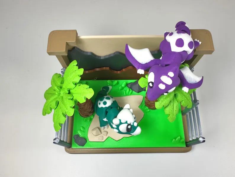 Lost World Dinosaur 3D Printed Diorama - Articulated Dinosaur Fidget Collectable Diorama
