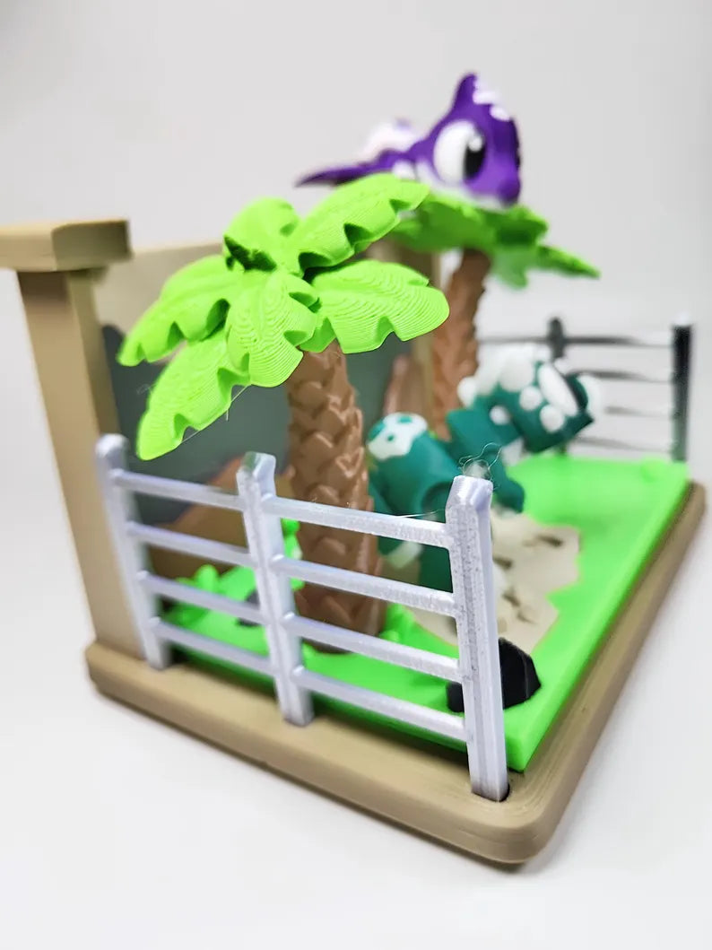 Lost World Dinosaur 3D Printed Diorama - Articulated Dinosaur Fidget Collectable Diorama