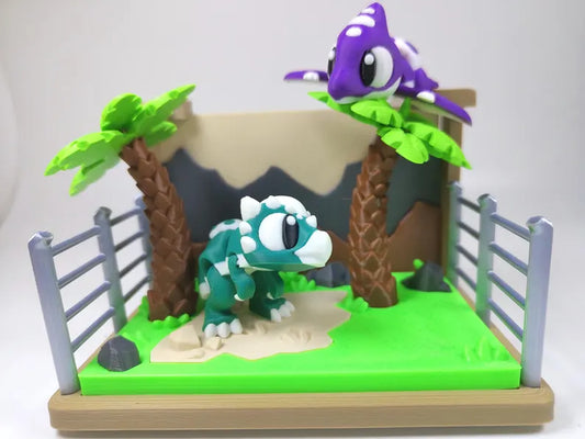 Lost World Dinosaur 3D Printed Diorama - Articulated Dinosaur Fidget Collectable Diorama
