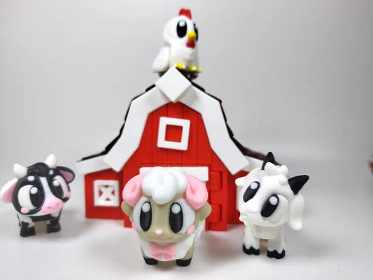 Farmyard Barn 3D Printed Diorama - Articulated Animal Display