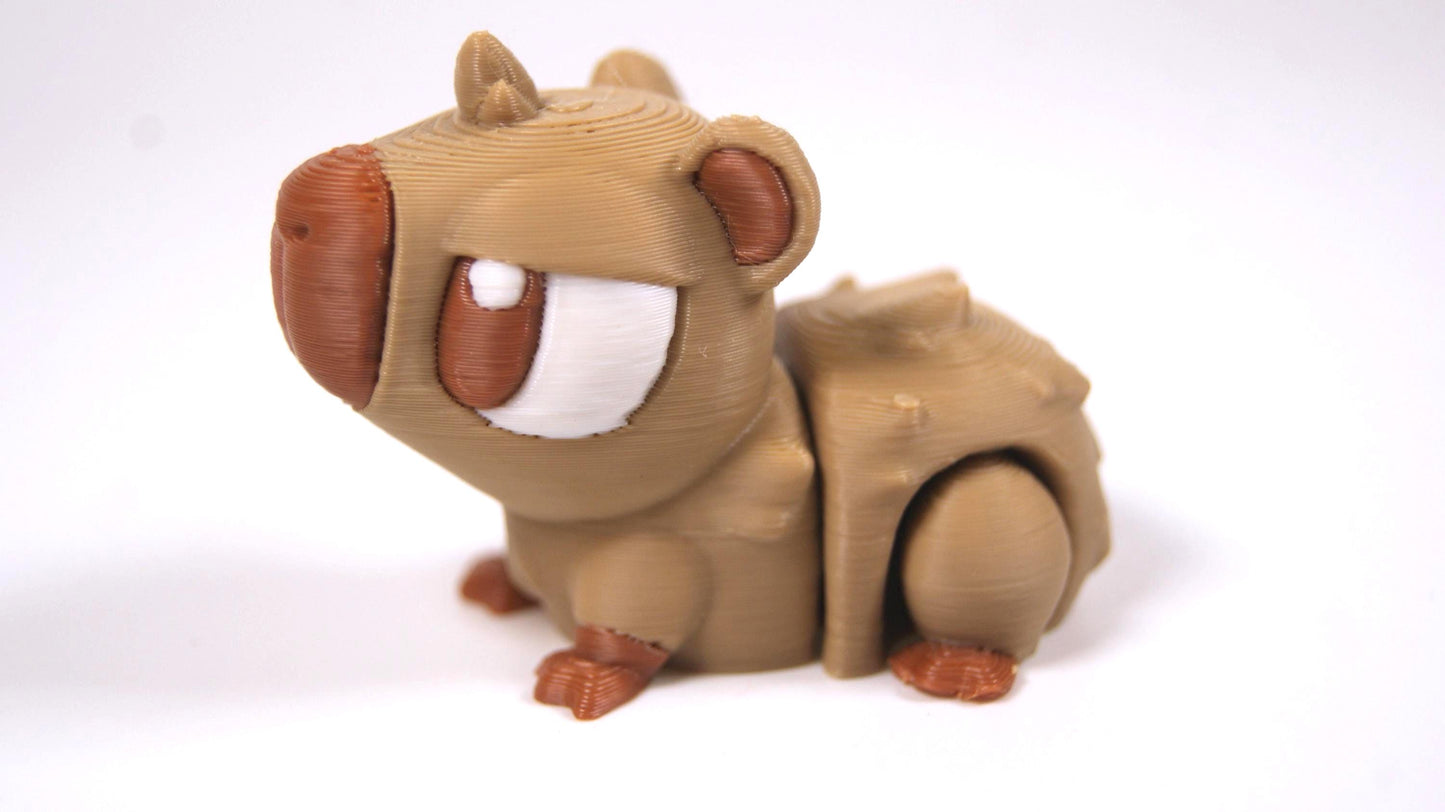 Articulated Capybara Fidget Model – Flexible 3D Printed Capybara Pocket Animal – Sensory Desk Pet
