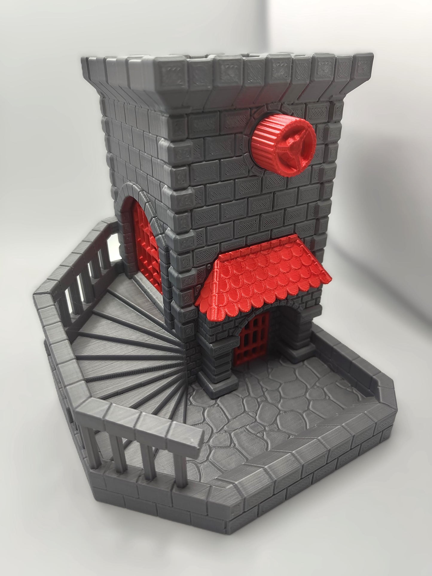 Gatekeeper Castle Dice Tower DnD Dice Roller – 3D Printed Dice Tower - Functional Gate Mechanism & Stairway Roll