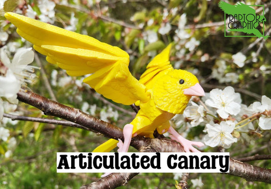 Articulated Canary Model 3D Printed Bird - Articulated Bird - Bird Ornament Display Item - Bird Fidget