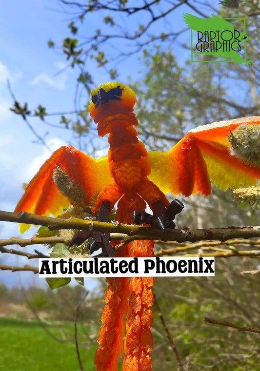 Articulated Phoenix Model 3D Printed Bird - 3D Printed Phoenix - Flexi Phoenix - Bird Ornament Display Item - Bird Fidget
