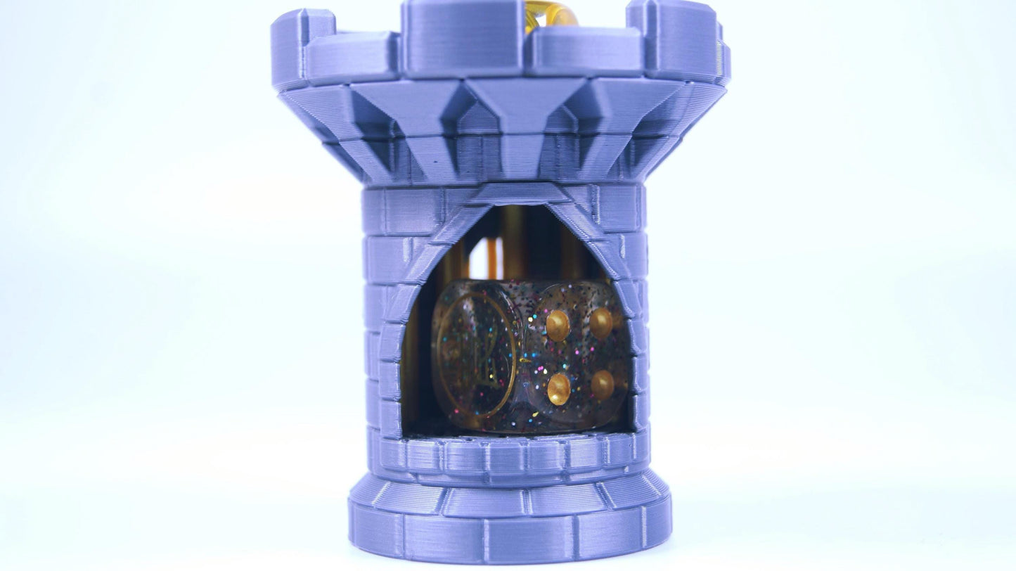 Mechanical Mini Dice Jail Keychain Dice Jail Keyring DnD Dice Jail – Castle Dice Storage 3D Printed 2 Variants - Portable Dice Prison