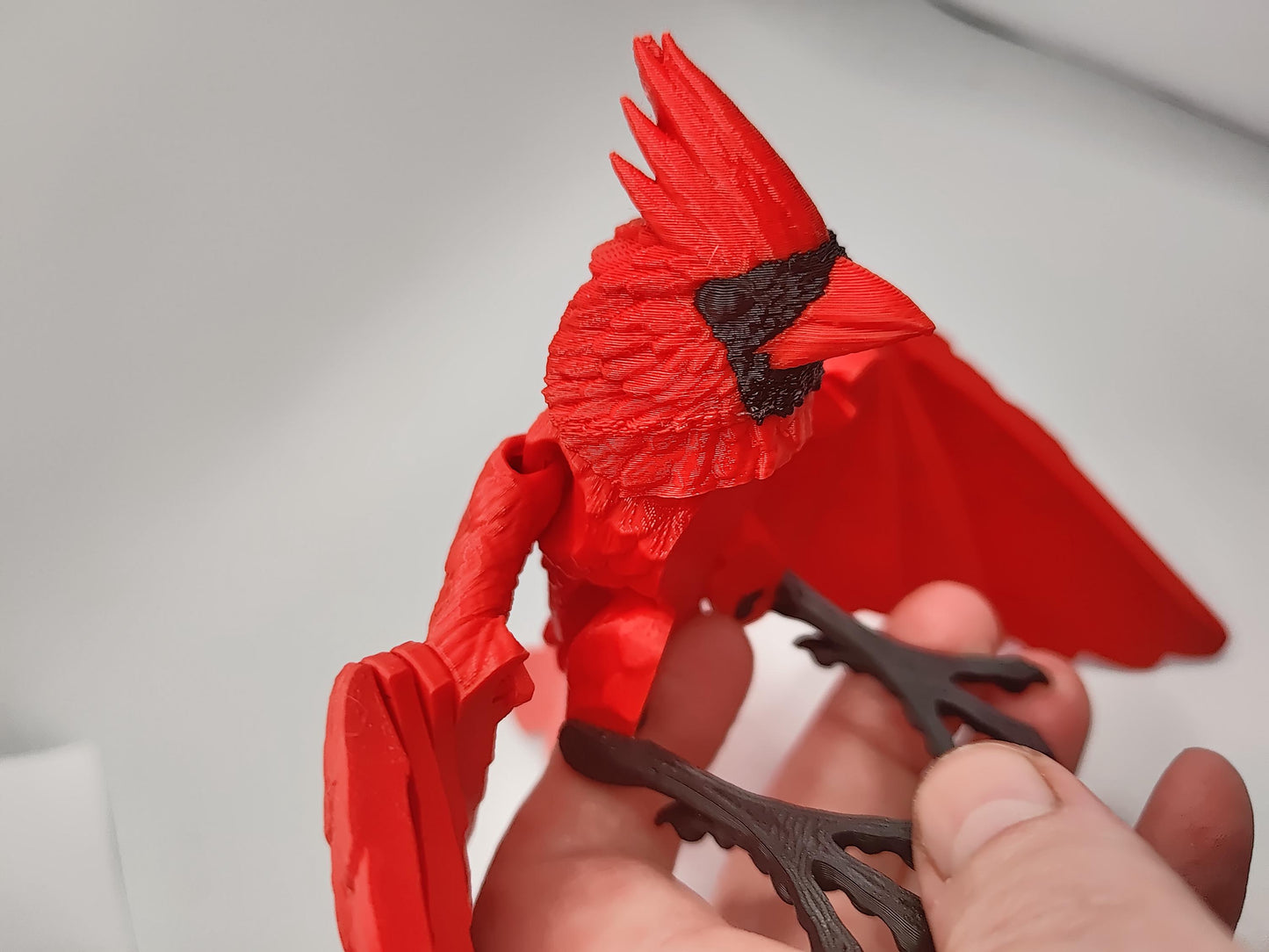 Articulated Cardinal Model 3D Printed Bird - Flexi Cardinal - Bird Ornament Display Item - Bird Fidget