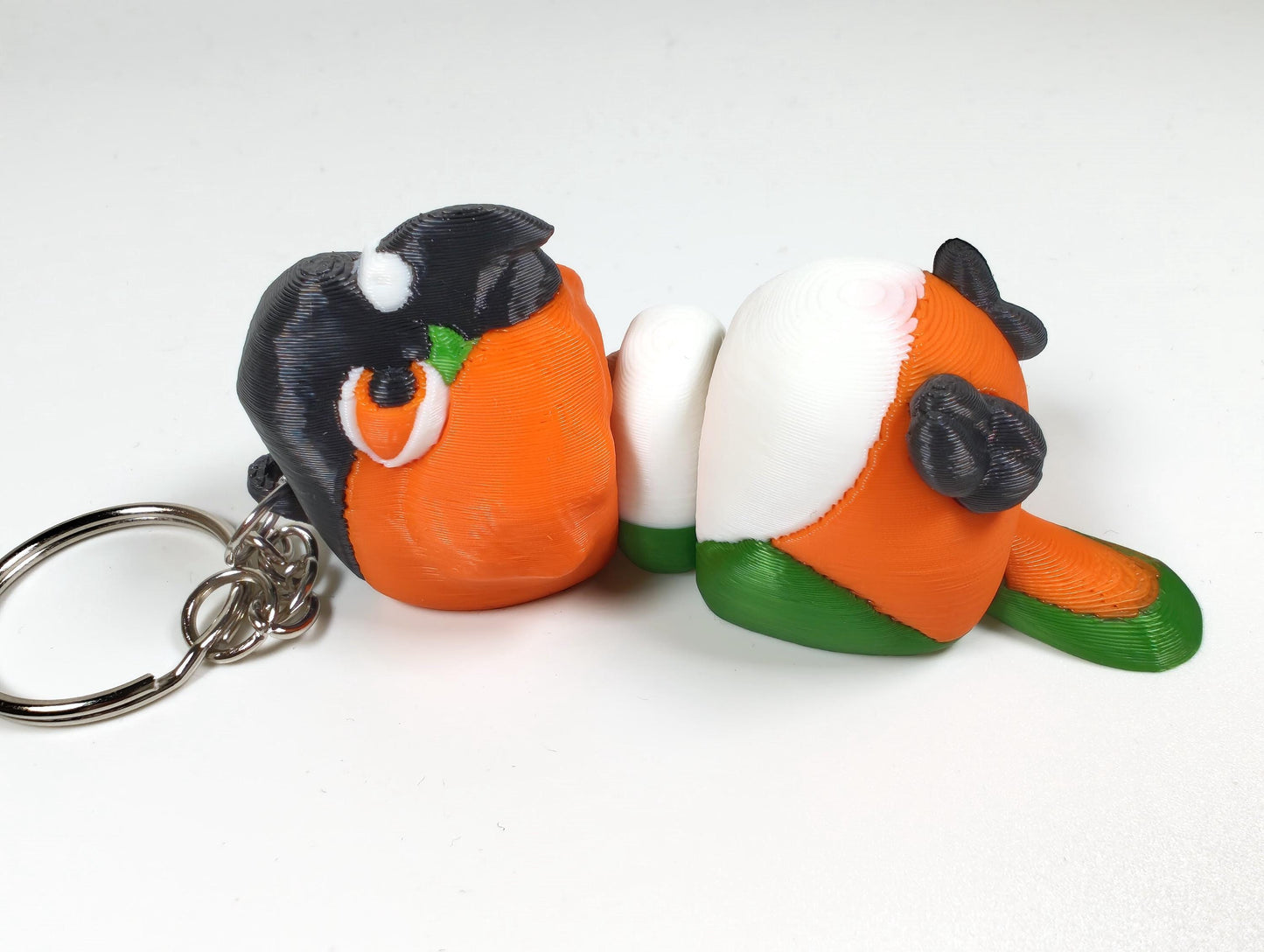 Articulated Caique Keychain 3D Printed Parrot Key Ring - 3D Printed Caique Parrot Keyring - Bird Fob - Bird Fidget