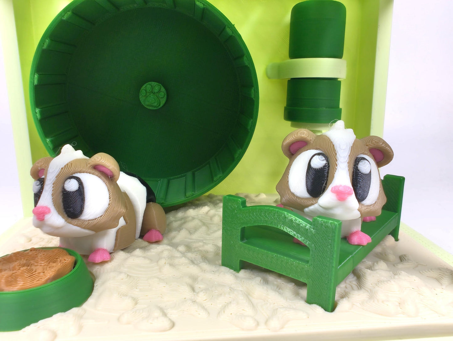 Guinea Pig Cage 3D Printed Diorama - Articulated Guinea Pig Fidget Collectable  - 3D Printed Guinea Pig and Cage set - Fidget Display