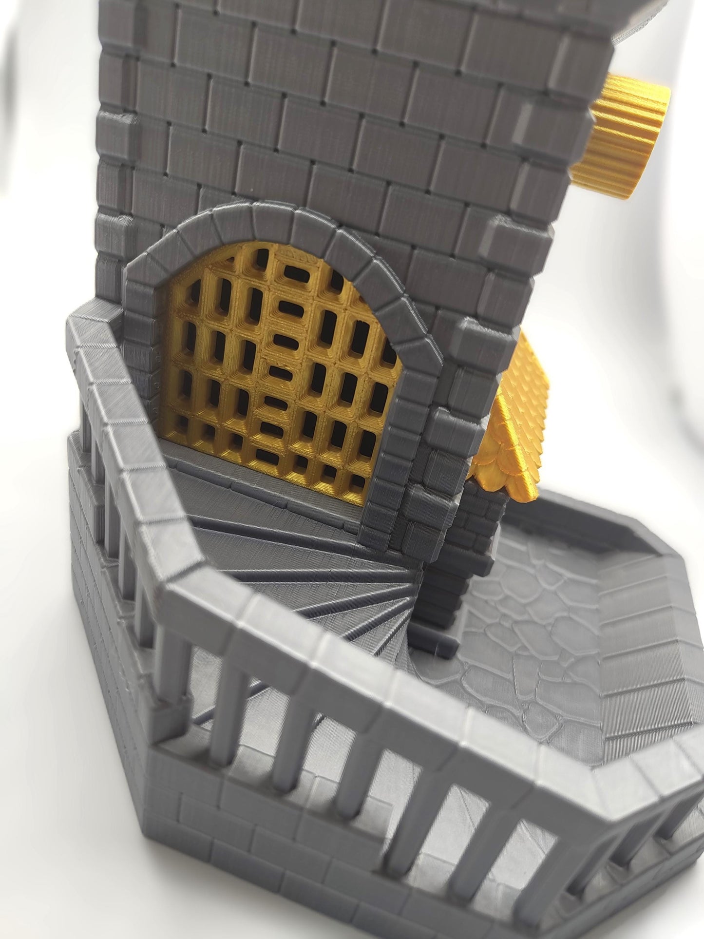 Gatekeeper Castle Dice Tower DnD Dice Roller – 3D Printed Dice Tower - Functional Gate Mechanism & Stairway Roll