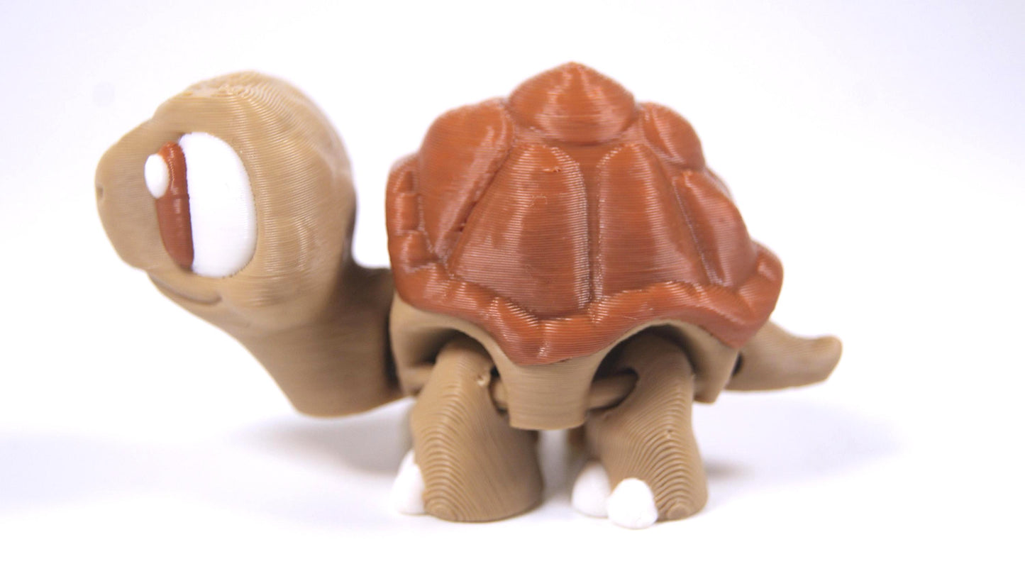 Articulated Tortoise Fidget Model – Flexible 3D Printed Tortoise Pocket Animal – Sensory Desk Pet