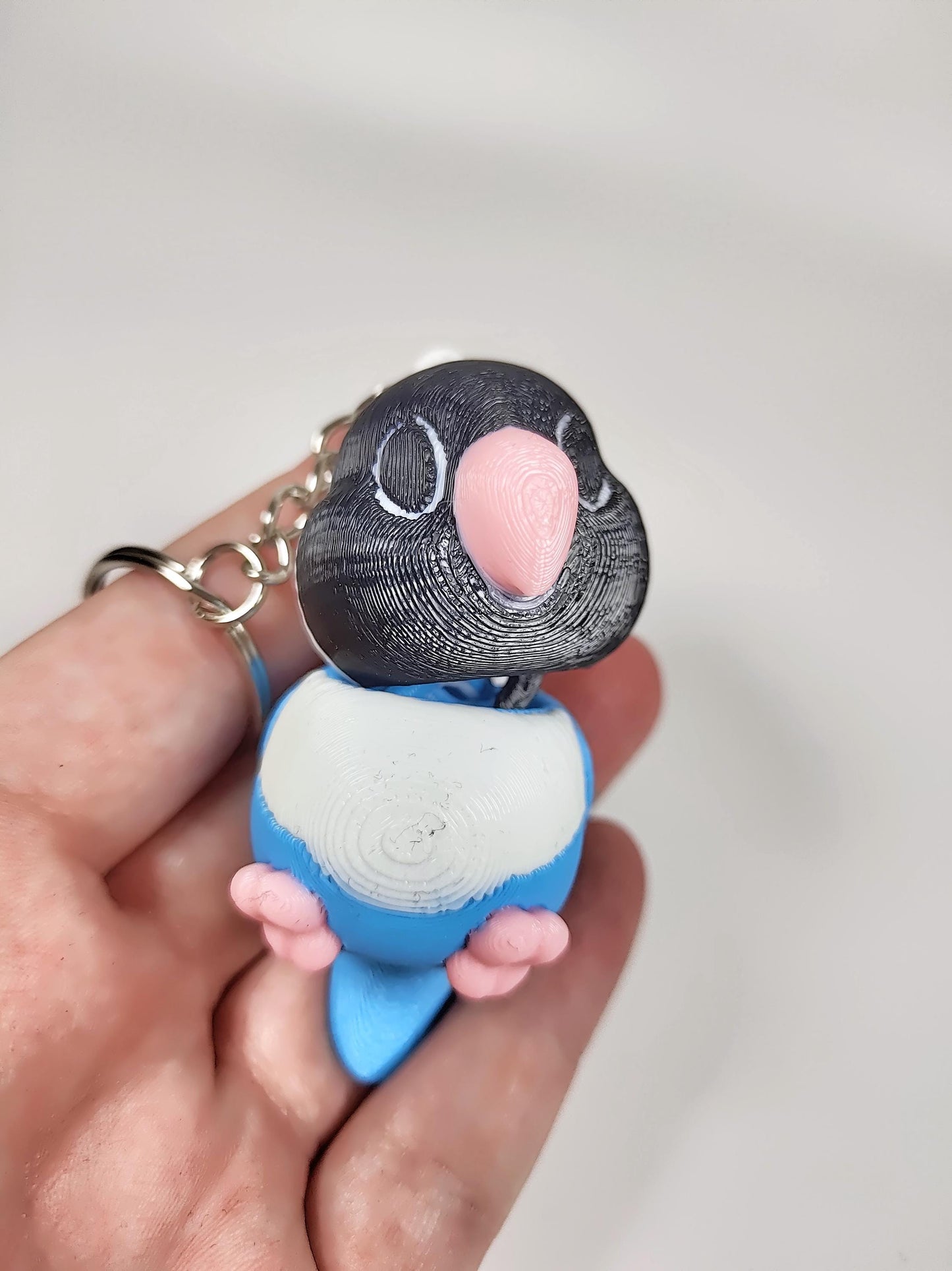 Articulated Lovebird Keychain 3D Printed Parrot Key Ring - 3D Printed Lovebird Keyring - Bird Fob - Bird Fidget