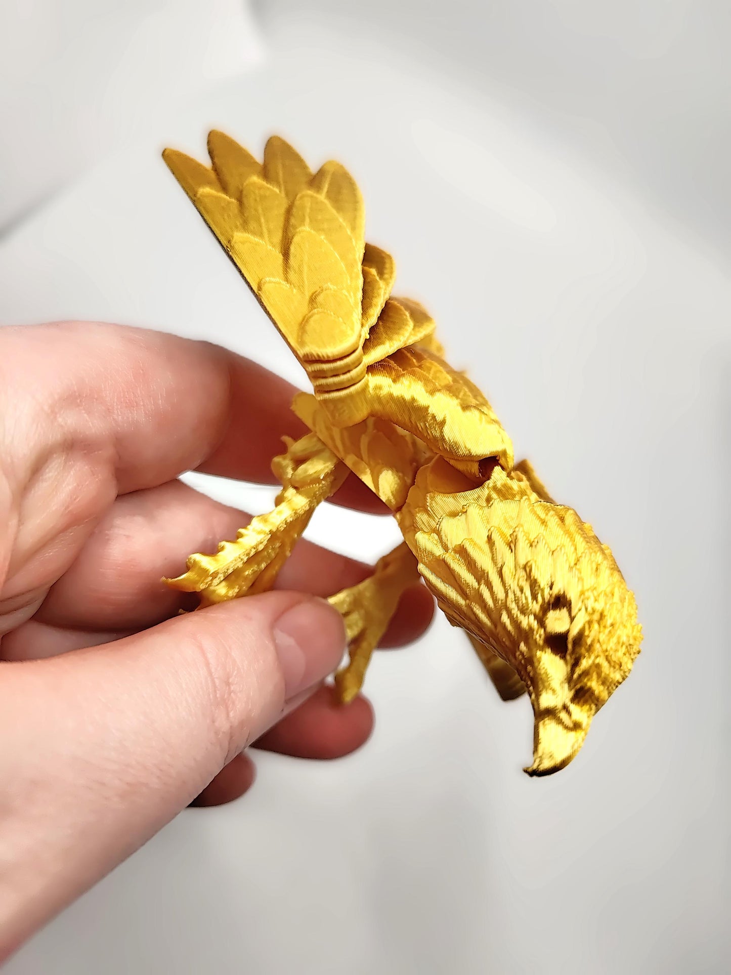 Articulated Bald Eagle Model Golden 3D Printed Bird - Gold Mini Eagle - Bird Ornament Display Item - Bird Fidget