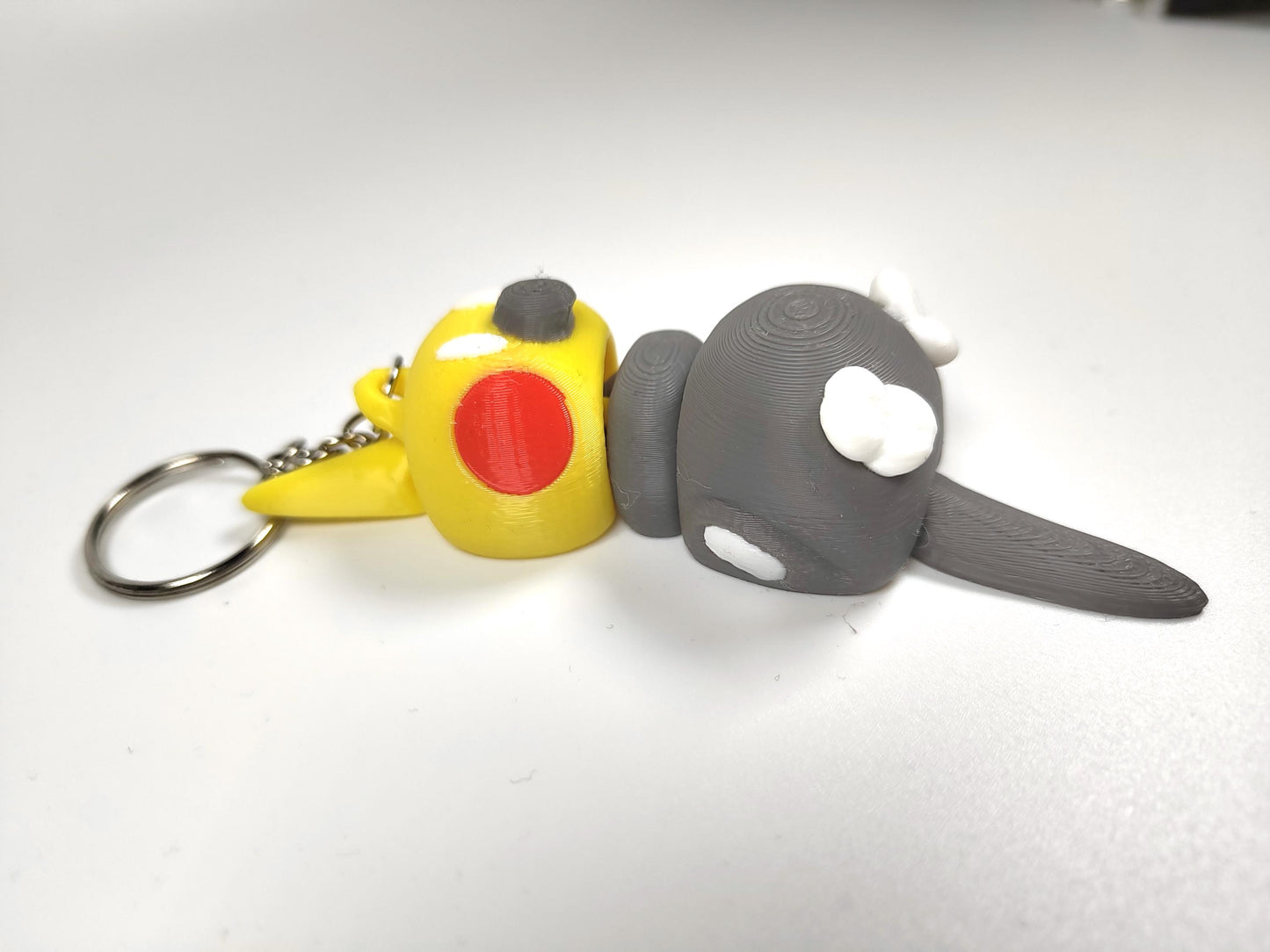 Articulated Cockatiel Keychain 3D Printed Parrot Key Ring - 3D Printed Cockatiel Keyring - Bird Fob - Bird Fidget