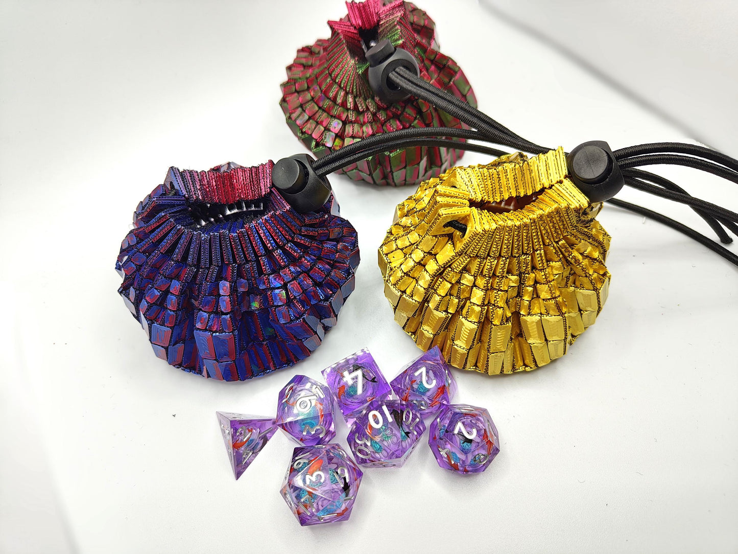 3D Printed Dice Bag – Dice Storage - Flexible Dice Bag Mesh Pouch for DnD, TTRPG Accessories – Custom Colours Perfect Gift or Accessory