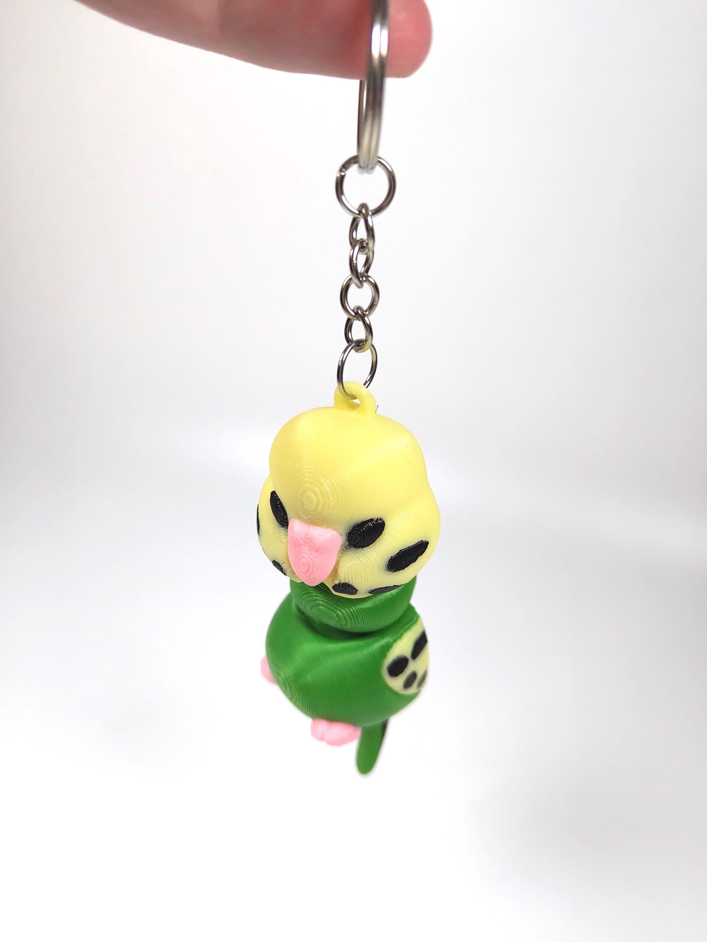 Articulated Budgie Keychain 3D Printed Parrot Key Ring - 3D Printed Budgie Budgerigar Keyring - Bird Fob - Bird Fidget