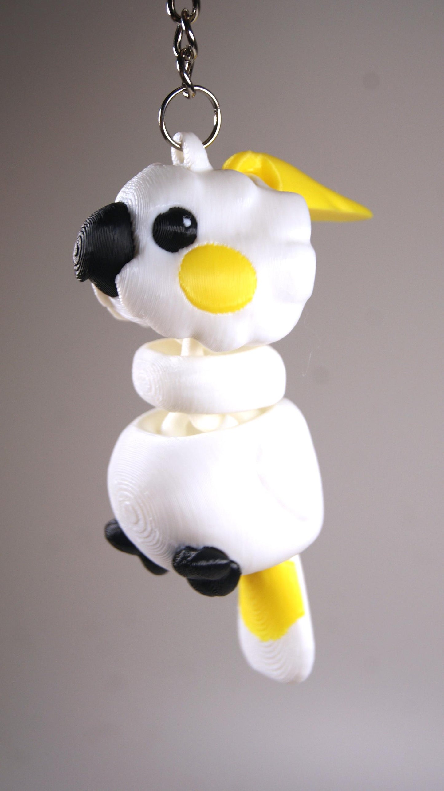 Articulated Cockatoo Keychain 3D Printed Parrot Key Ring - 3D Printed Cockatoo Keyring - Bird Fob - Bird Fidget - Choose from 2 variants