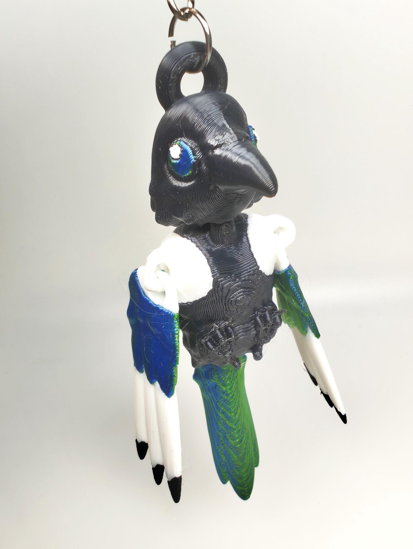 Articulated Magpie Keychain: 3D Printed Bird Fidget Keyring