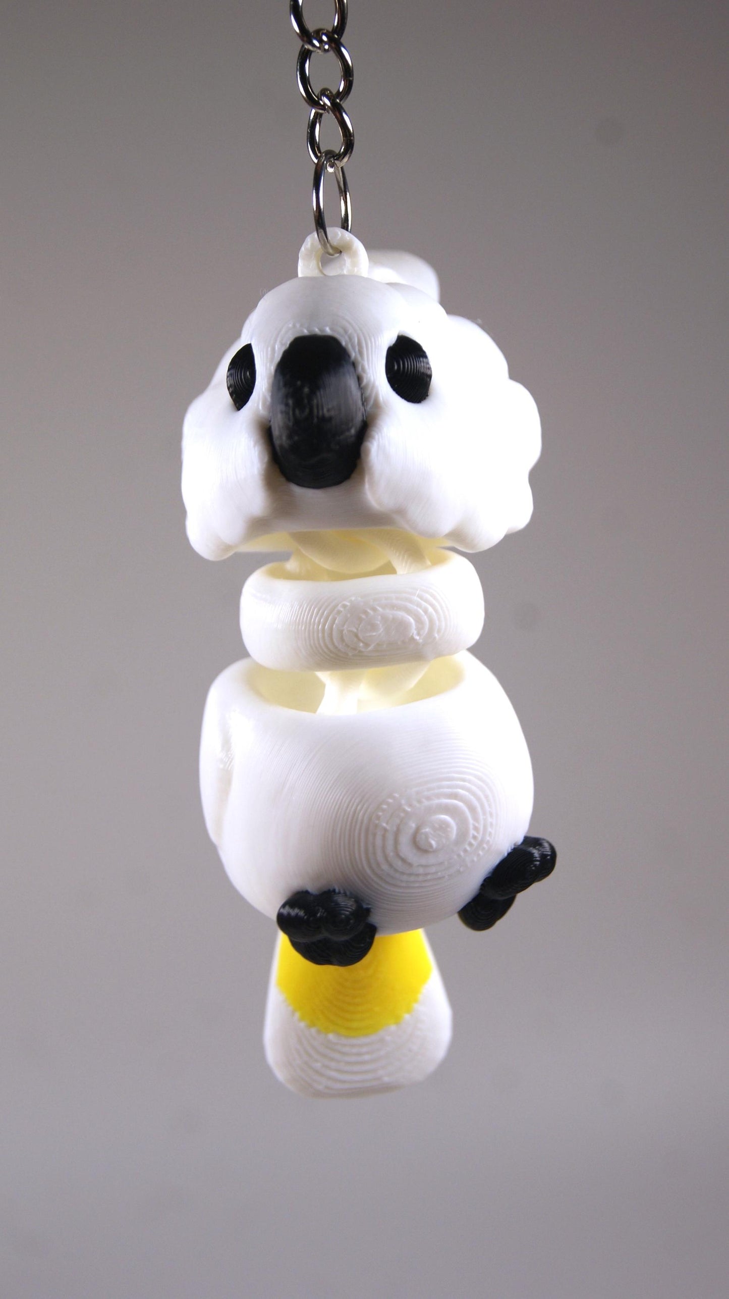 Articulated Cockatoo Keychain 3D Printed Parrot Key Ring - 3D Printed Cockatoo Keyring - Bird Fob - Bird Fidget - Choose from 2 variants