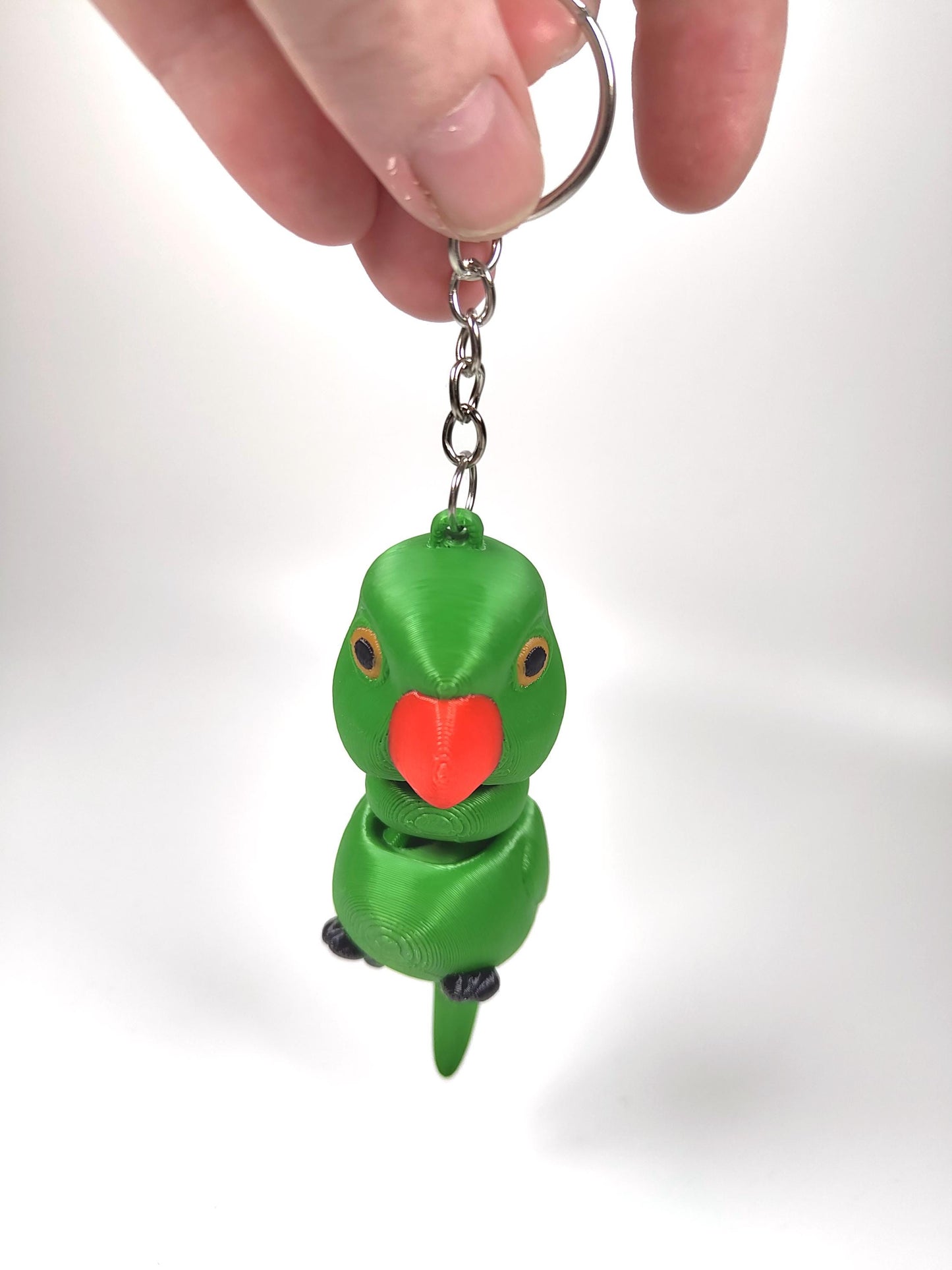 Articulated Ringneck Parakeet Keychain 3D Printed Parrot Key Ring - 3D Printed Ringneck Parakeet Keyring - Bird Fob - Bird Fidget
