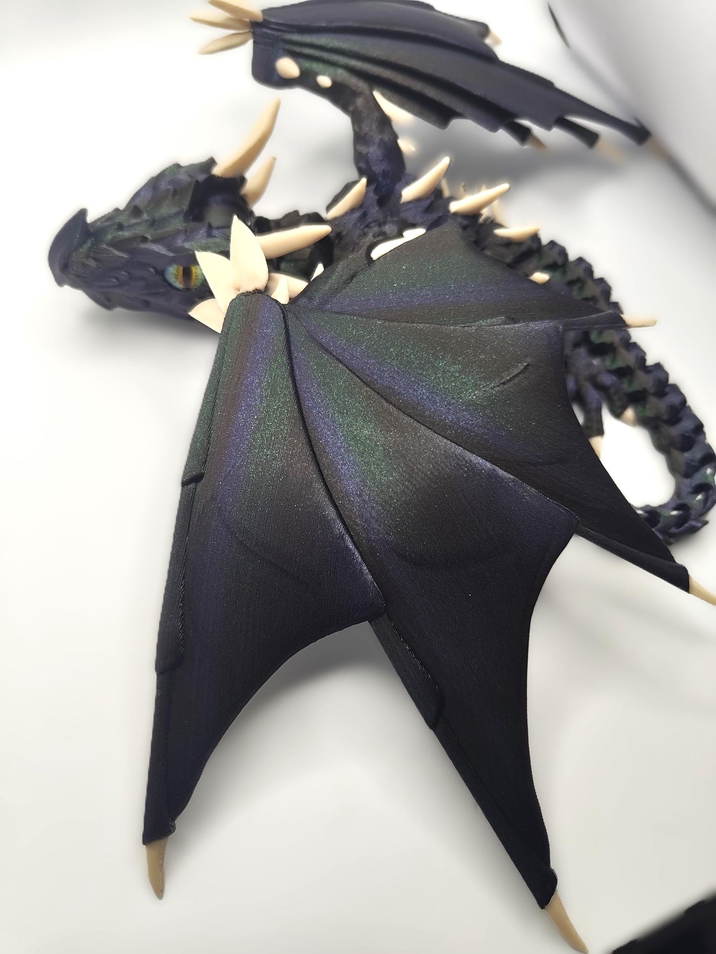 Articulated Dragon Wyvern - 3D-Printed Dragon Fidget with Glass Eyes Display Item - Large Dragon Display Figure