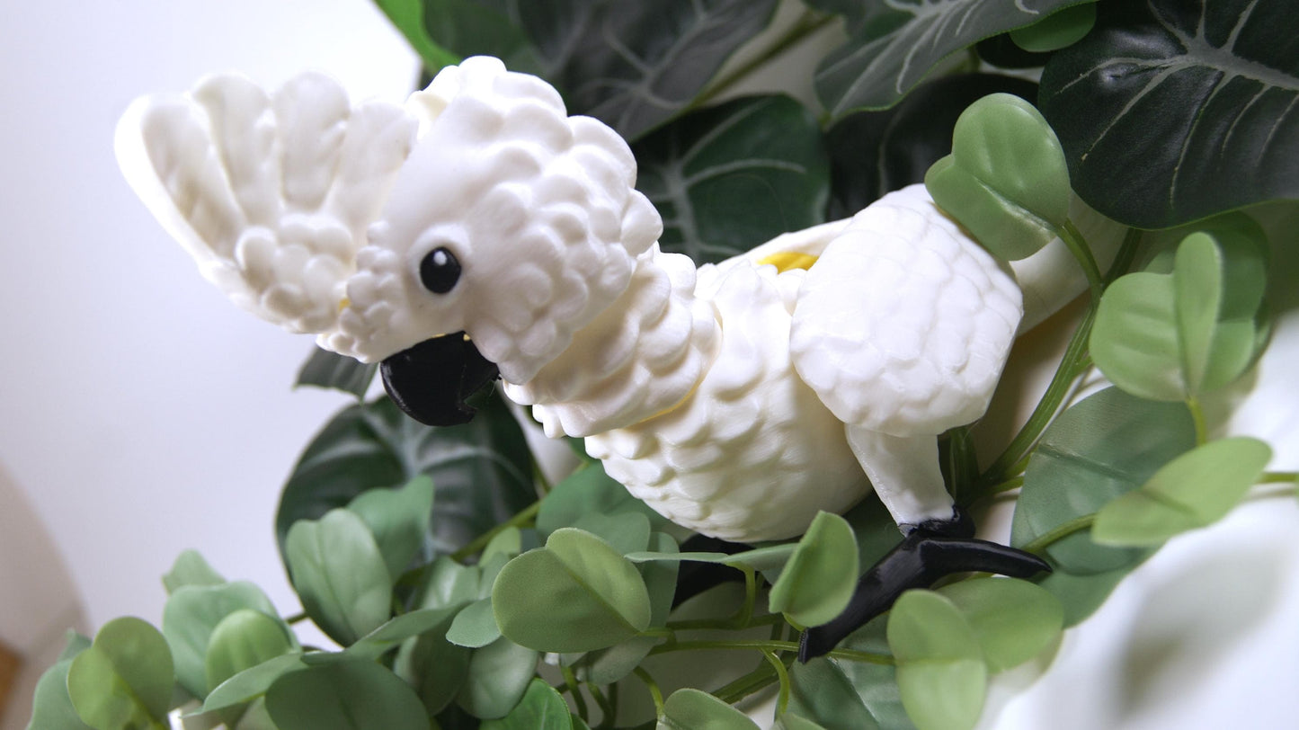 Articulated Cockatoo 3D Printed Parrot Model - 3D Printed Cockatoo - Bird Ornament Display Item - Bird Fidget