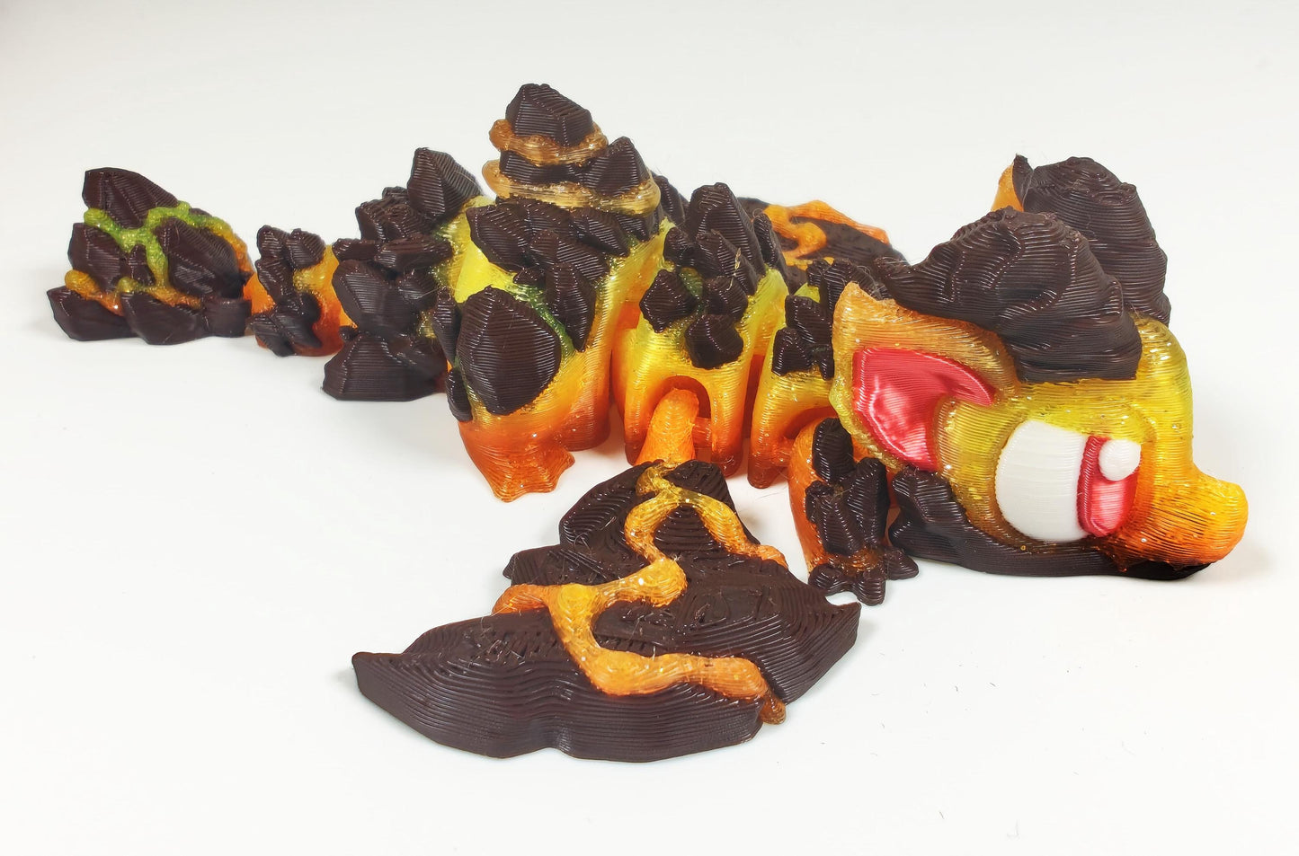 Articulated Dragon Fidget Collectable Volcano Dragon  - Pocket Animal Desk Pet - Lava Dragon and Storage Egg