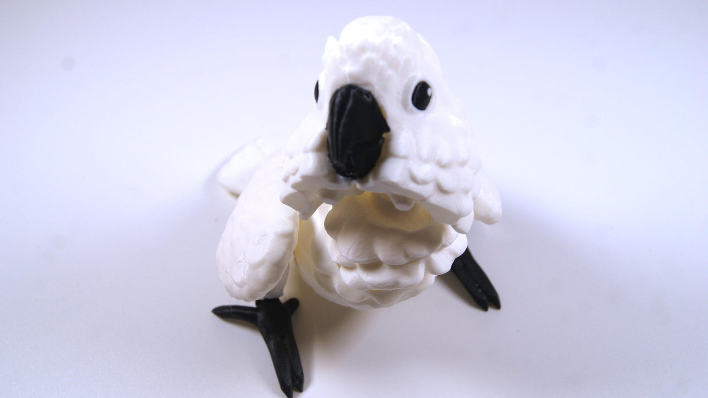 Articulated Cockatoo 3D Printed Parrot Model - 3D Printed Cockatoo - Bird Ornament Display Item - Bird Fidget