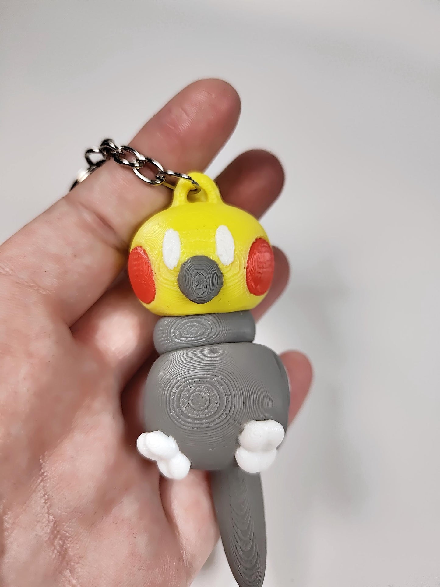 Articulated Cockatiel Keychain 3D Printed Parrot Key Ring - 3D Printed Cockatiel Keyring - Bird Fob - Bird Fidget