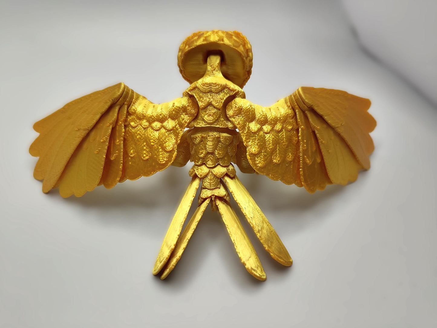 Articulated Barn Owl Model Golden 3D Printed Bird - Gold Owl - Flexi Owl Bird Ornament Display Item - Bird Fidget