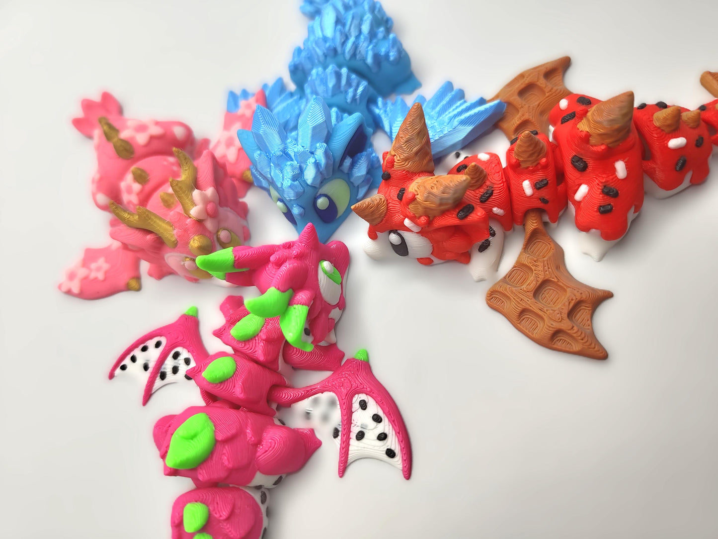 Articulated Dragon Fidget Collectable - Pocket Animal Desk Pet - Butterfly, Lava, Ice Cream, Sakura, Crystal, Dragonfruit, Celestial
