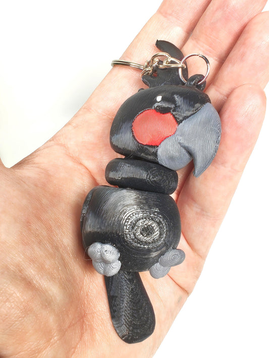 Articulated Palm Cockatoo Parrot Keychain: 3D Printed Bird Fidget