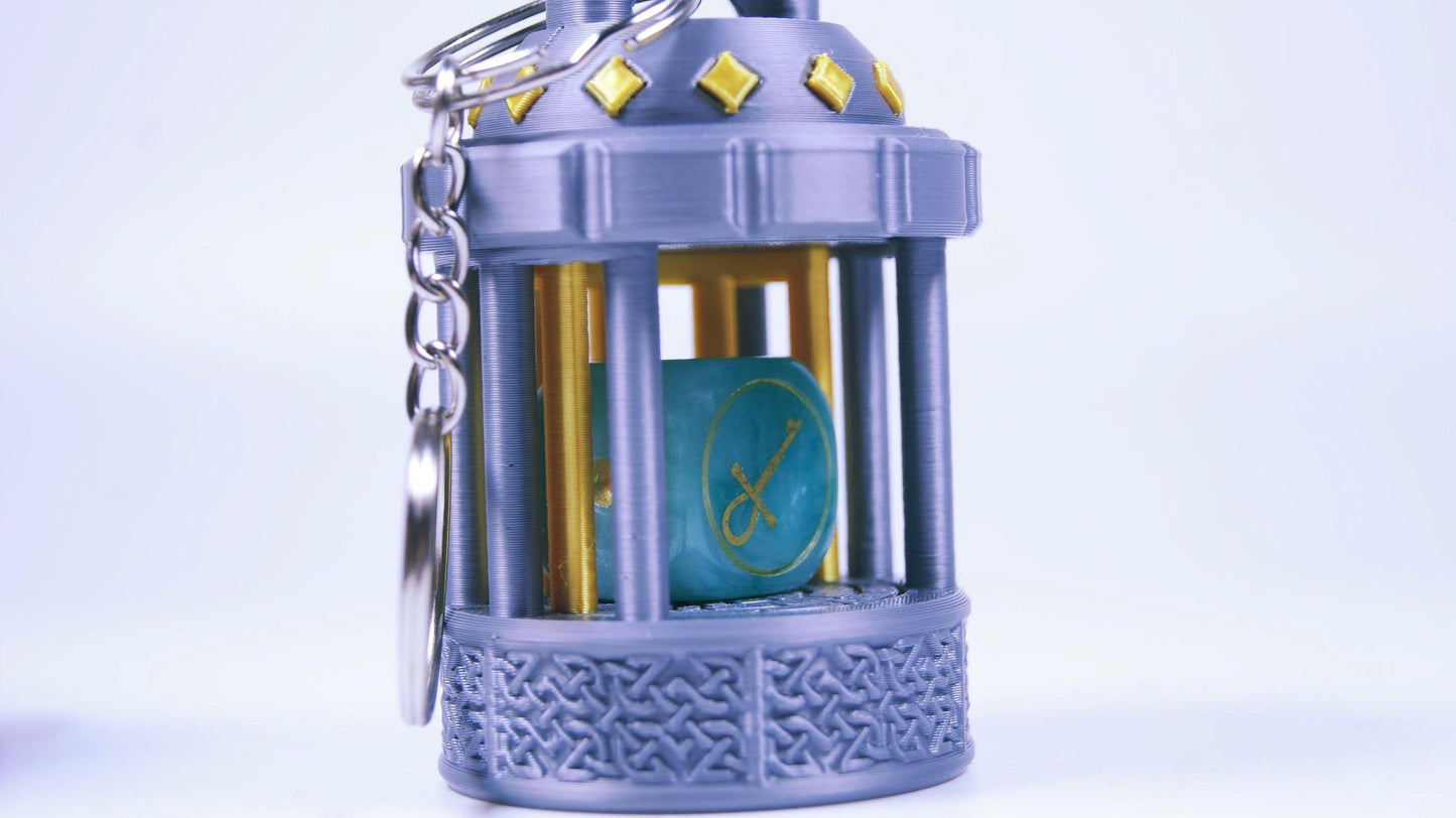 Mechanical Mini Dice Jail Keychain Dice Jail Keyring DnD Dice Jail – Castle Dice Storage 3D Printed 2 Variants - Portable Dice Prison