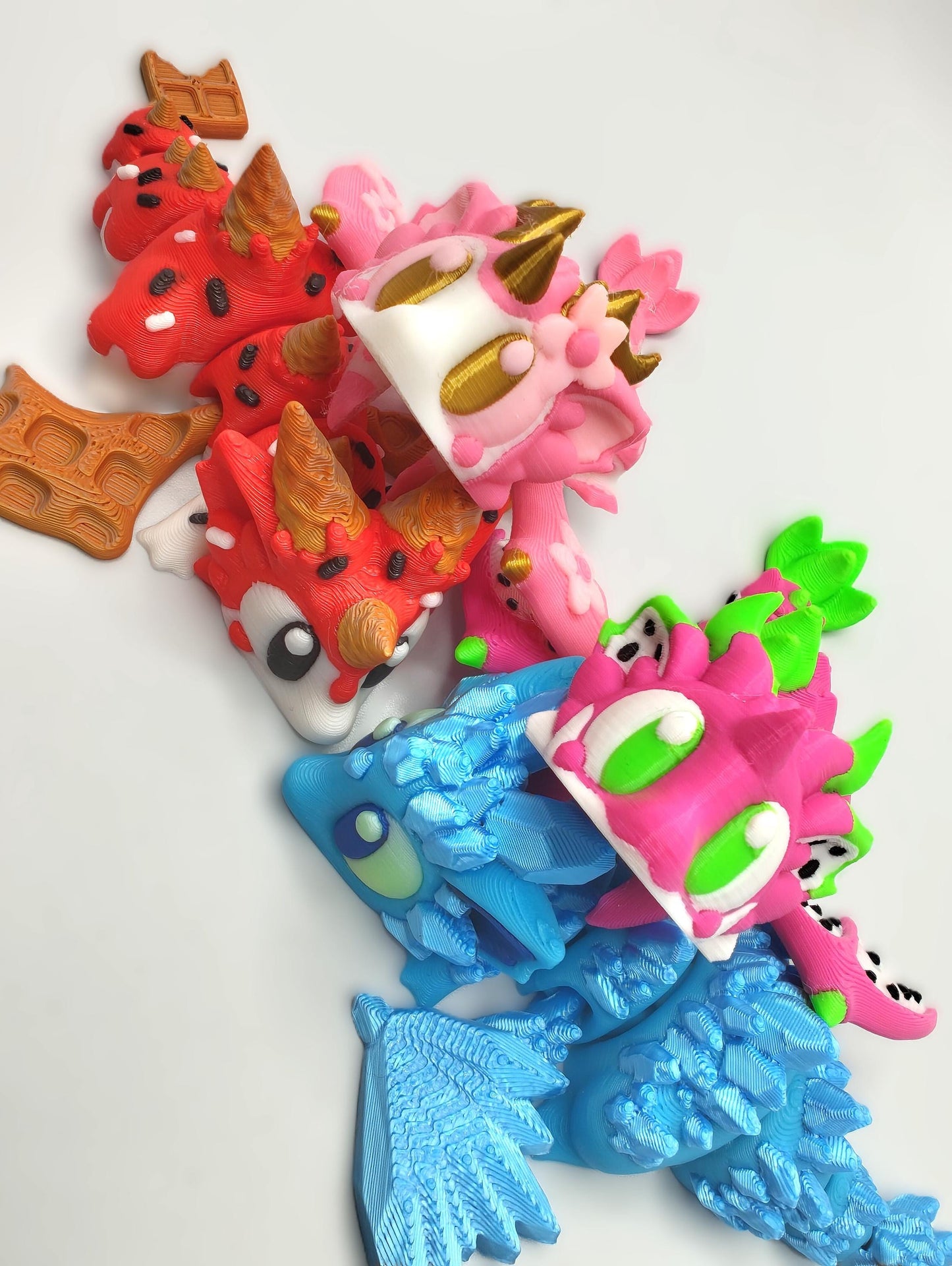 Articulated Dragon Fidget Collectable - Pocket Animal Desk Pet - Butterfly, Lava, Ice Cream, Sakura, Crystal, Dragonfruit, Celestial