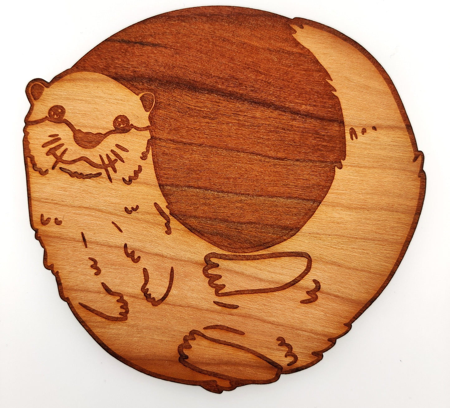 British Animal Coasters - Robin, Otter, Badger, Fox, Hedgehog - Cherry Wood Ply - Laser Cut and Engraved - Perfect For A Gift, Homeware