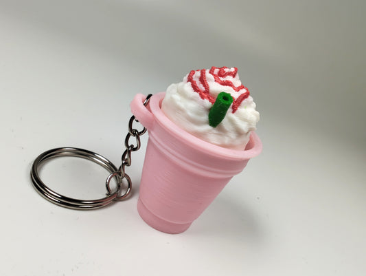 Strawberry Frappe Café Clicker – 3D Printed Frappe Keychain Coffee Fidget Toy