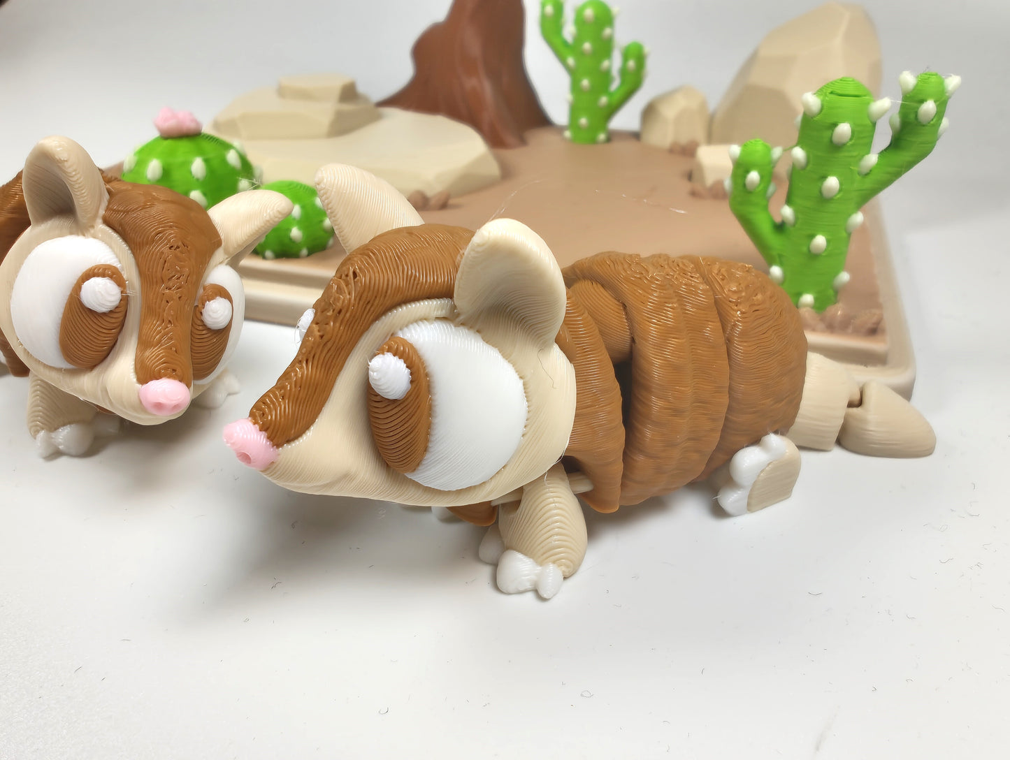 Armadillo Desert 3D Printed Diorama - Articulated Armadillo Fidget Collectable  - Desert Diorama - Armadillo and Desert Play Set