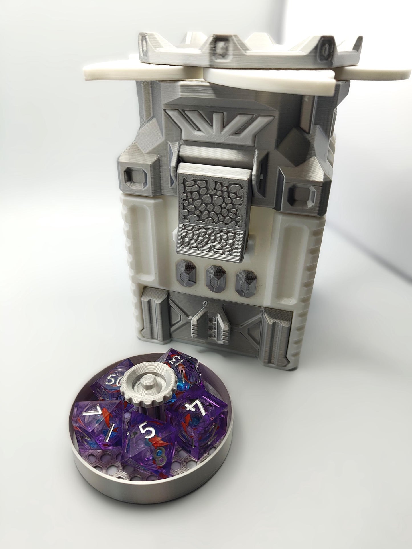 Mechanical Deck Box Dice Roller / Dice Storage Commander - Customisable 3D Printed