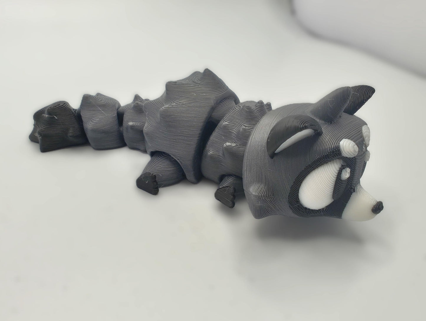 Articulated Raccoon Fidget Model – Flexible 3D Printed Racoon - Pocket Animal – Sensory Desk Pet