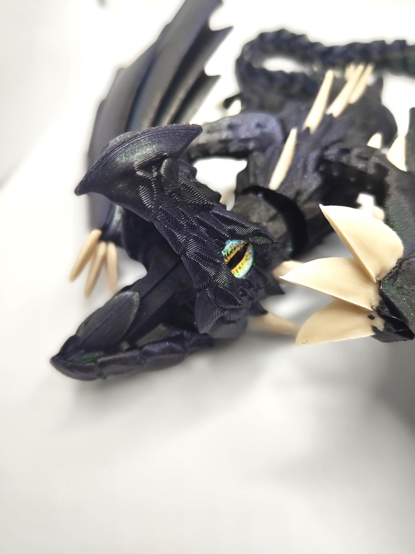 Articulated Dragon Wyvern - 3D-Printed Dragon Fidget with Glass Eyes Display Item - Large Dragon Display Figure