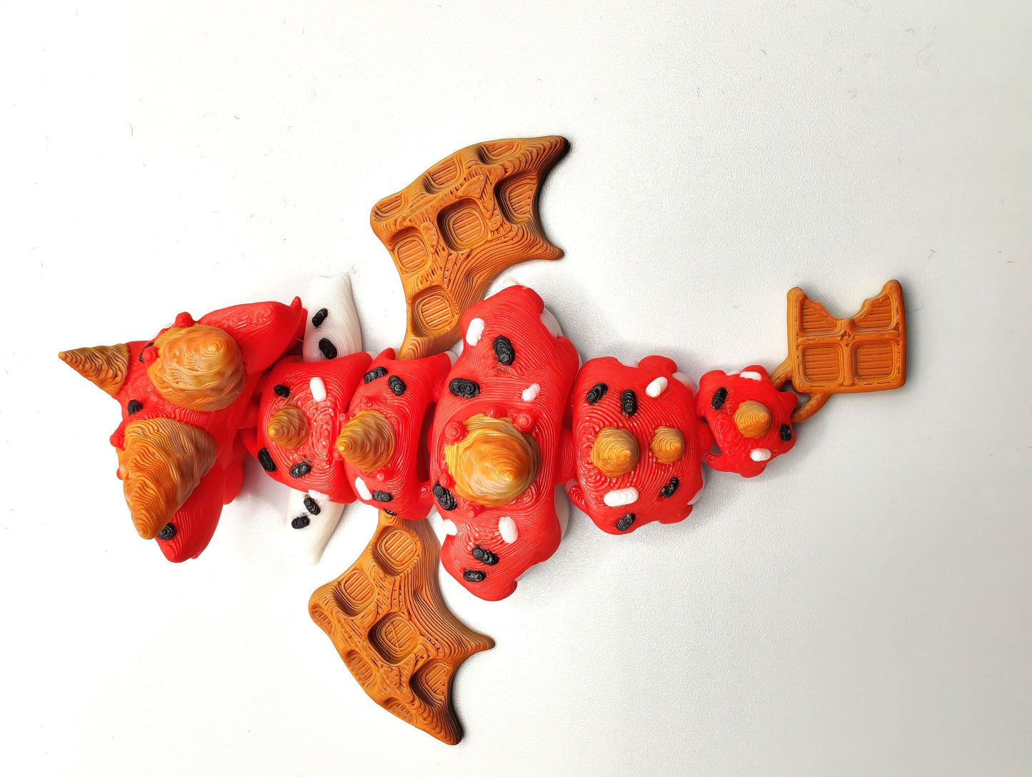 Articulated Dragon Fidget Collectable - Pocket Animal Desk Pet - Ice Cream Dragon and Storage Egg