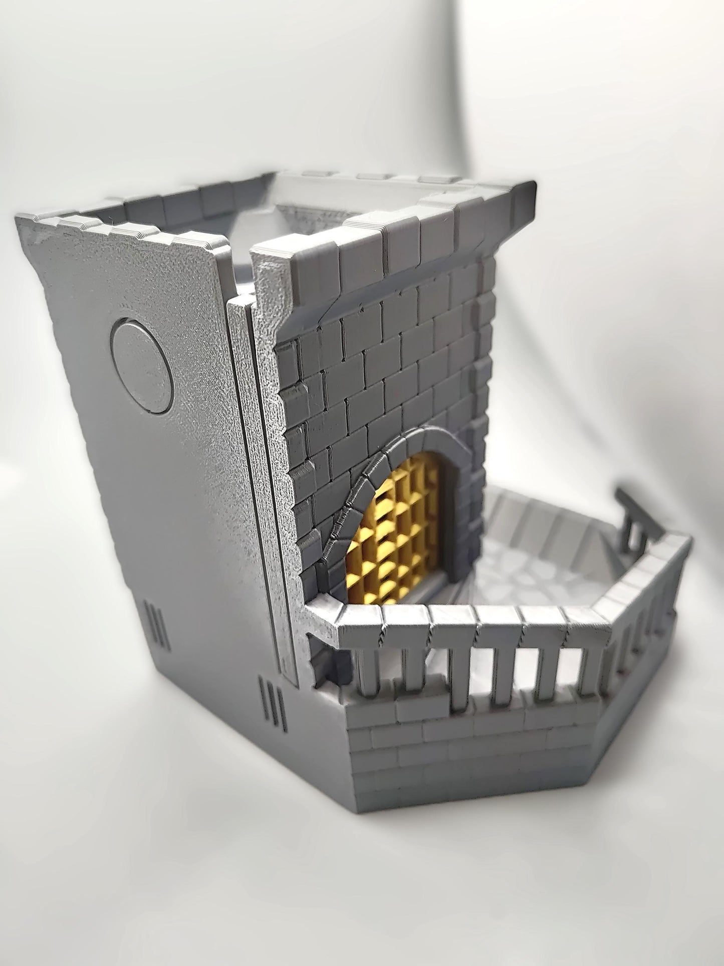 Gatekeeper Castle Dice Tower DnD Dice Roller – 3D Printed Dice Tower - Functional Gate Mechanism & Stairway Roll