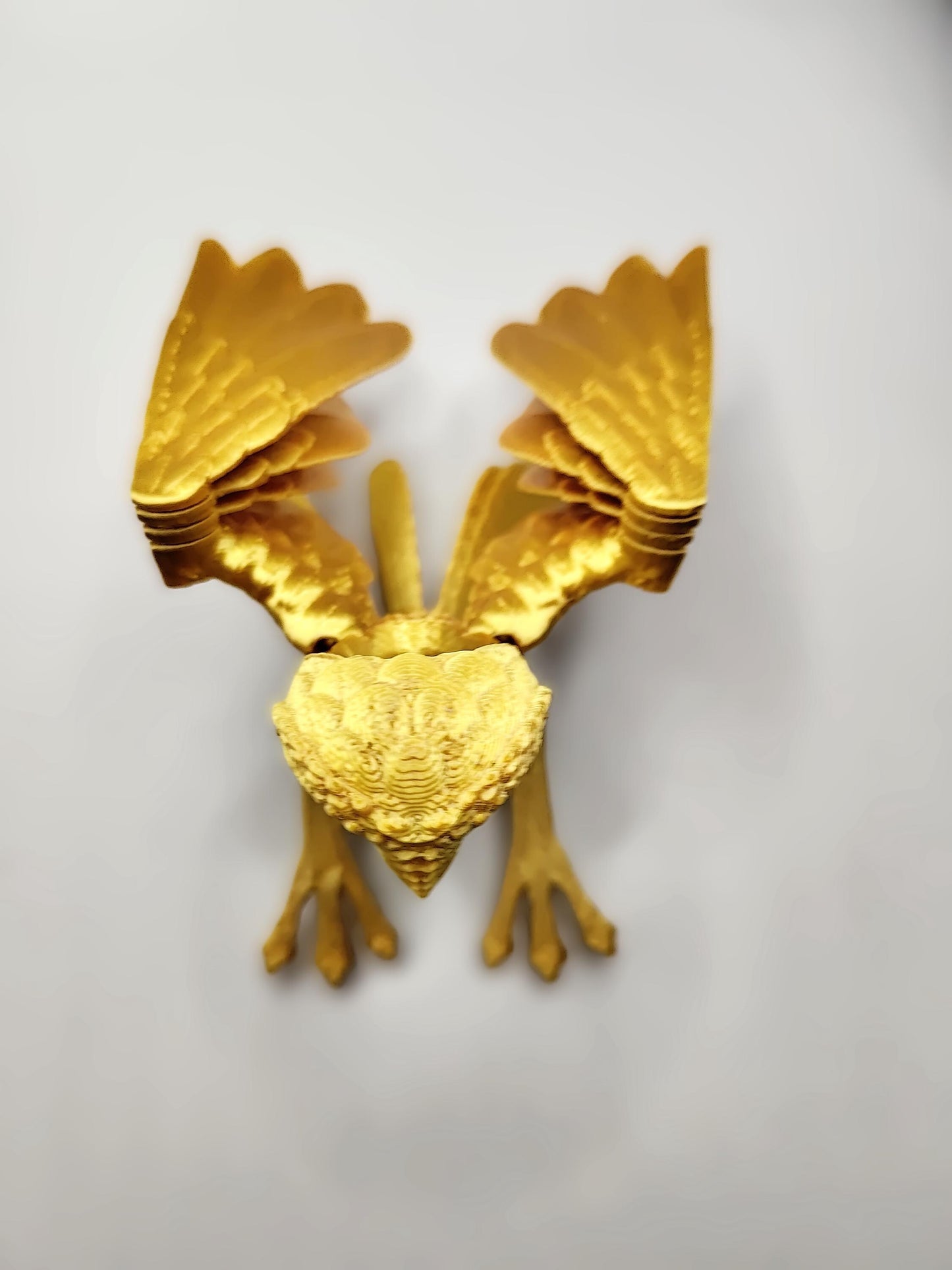 Articulated Barn Owl Model Golden 3D Printed Bird - Gold Owl - Flexi Owl Bird Ornament Display Item - Bird Fidget