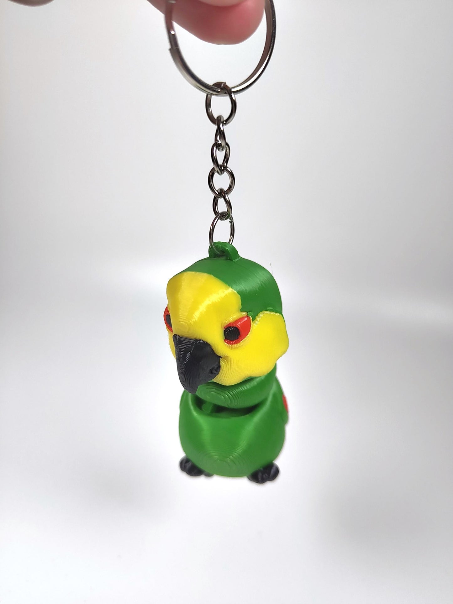 Articulated Amazon Parrot Keychain 3D Printed Parrot Key Ring - 3D Printed Amazon Parrot Keyring - Bird Fob - Bird Fidget