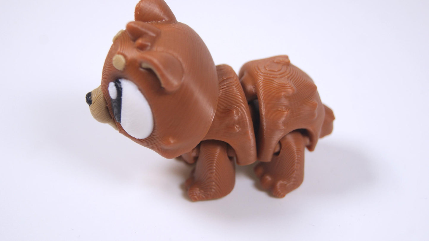 Articulated Bear Fidget Model – Flexible 3D Printed Bear Pocket Animal – Sensory Desk Pet